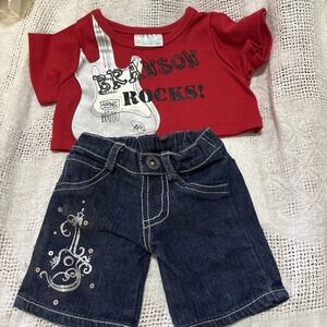 Build A Bear Branson Rocks Short Jean Guitar Pants Bling BABW